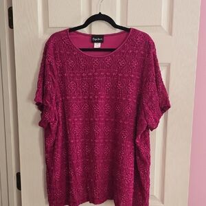 Maggie Barnes Fuchsia Textured‎ Short-Sleeve Tee
